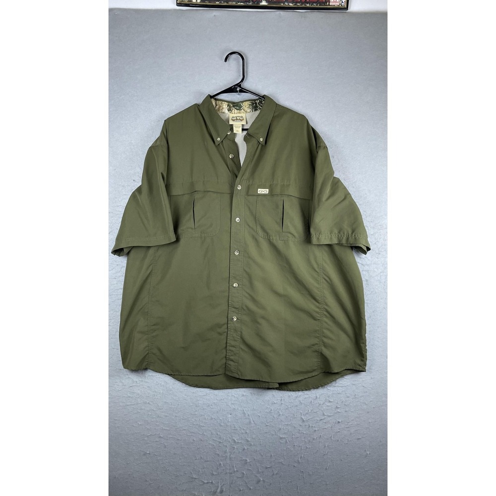 GameGuard Shirt Mens 3XL Green Solid Short Sleeve Button Front Fishing Vented